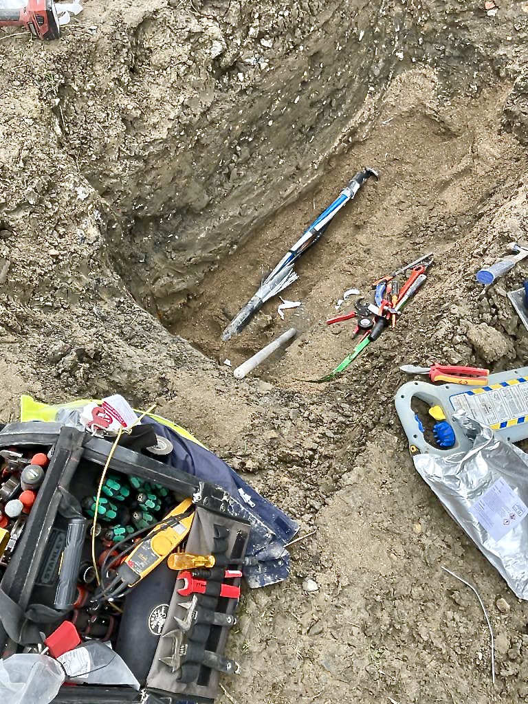 Excavated damaged cable